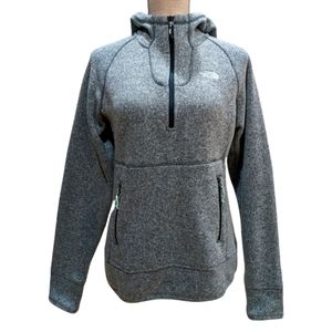 The North Face Women's Grey Turquoise Half Zip Pullover Sweater Pouch Zip Size S
